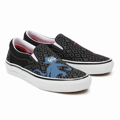 Men's Vans Krooked By Natas for Ray Skate Slip On Shoes Black | USA96430