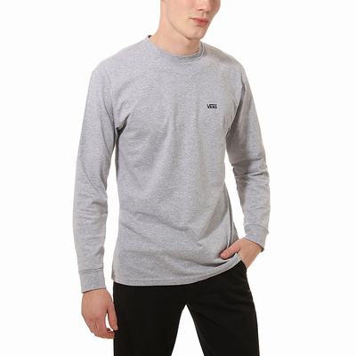 Men's Vans Left Chest Hit Long Sleeve T Shirts Grey | USA96217