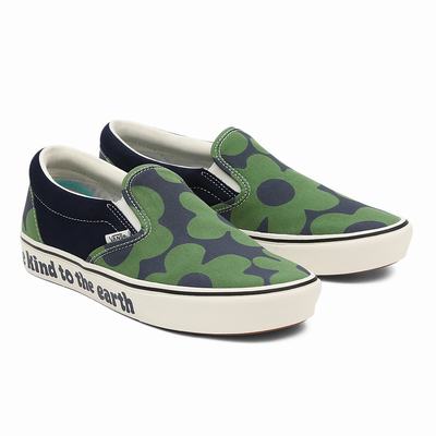 Men's Vans Looper ComfyCush Slip On Shoes Green / Multicolor | USA79054