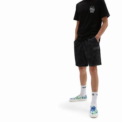 Men's Vans Mineral Wash Loose Fleece Shorts Black | USA03862