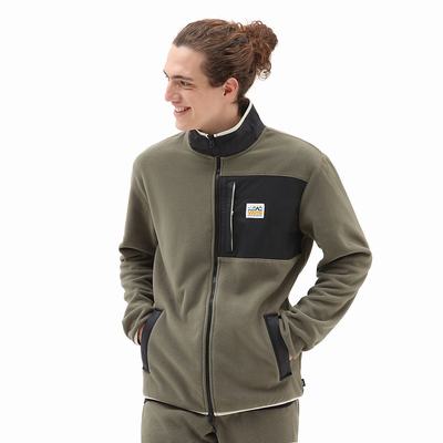 Men's Vans Mt. Vans Full Zip Sweatshirts Black / Green | USA74635