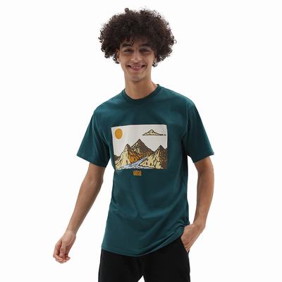 Men's Vans Mt. Vans T Shirts Blue | USA42376