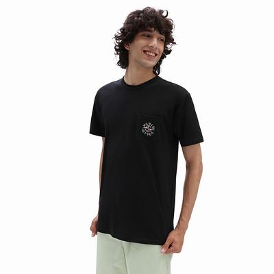 Men's Vans Off The Wall Graphic Pocket T Shirts Black | USA47180