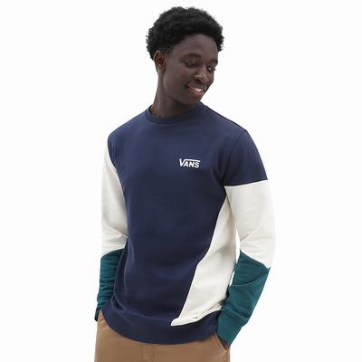 Men's Vans Offset Crew Sweatshirts Blue / White | USA42730