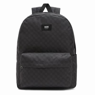 Men's Vans Old Skool Check Backpacks Black | USA18342