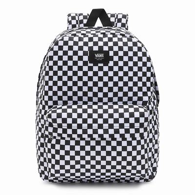 Men's Vans Old Skool Check Backpacks Black / White | USA96531