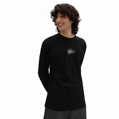 Men's Vans Old Skool Classic Long Sleeve T Shirts Black | USA95302