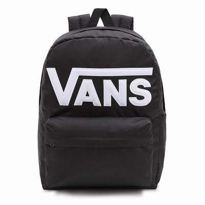 Men's Vans Old Skool Drop V Backpacks Black / White | USA71583