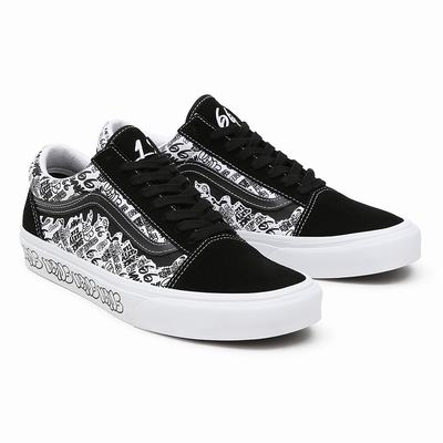 Men's Vans Old Skool Sneakers Black / White | USA74081