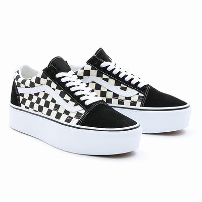 Men's Vans Old Skool Stackform Sneakers Black / White | USA01573