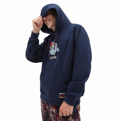 Men's Vans Outdoor Club Hoodie Blue | USA48706