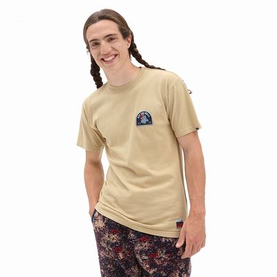 Men's Vans Outdoor Club T Shirts Beige | USA52438