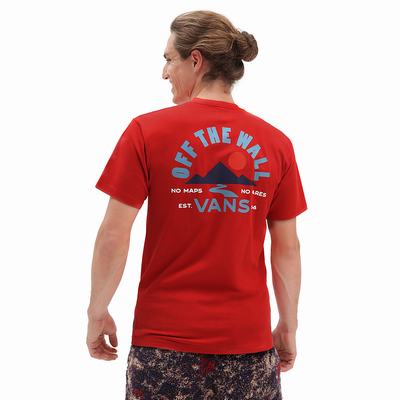 Men's Vans Outdoor Club T Shirts Red | USA27139