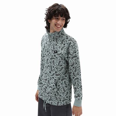 Men's Vans Paisley Bandana Q-Zip Sweatshirts Green | USA64192