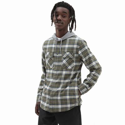 Men's Vans Parkway Shirts Green | USA07615