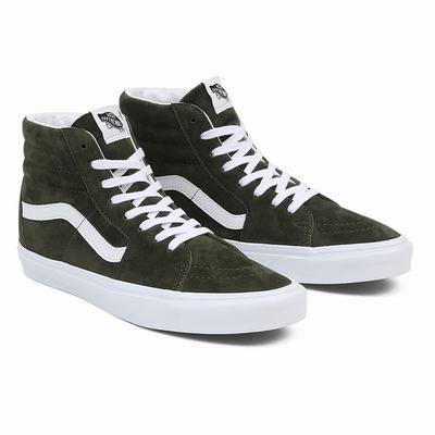 Men's Vans Pig Suede Sk8-Hi Sneakers Green | USA48913