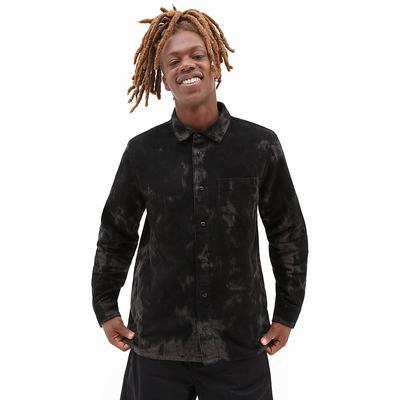 Men's Vans Plymouth Long Sleeve Shirts Black | USA87516