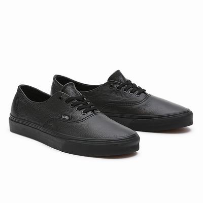 Men's Vans Premium Leather Authentic Decon Sneakers Black | USA63891