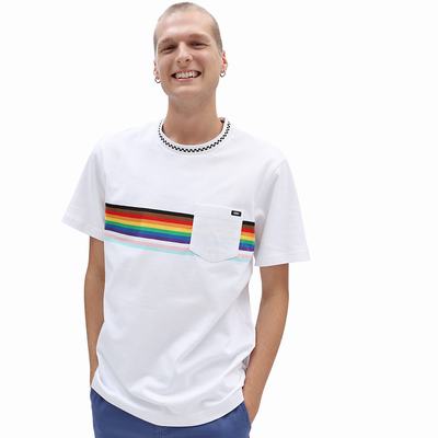 Men's Vans Pride Knit Crew T Shirts White | USA31409