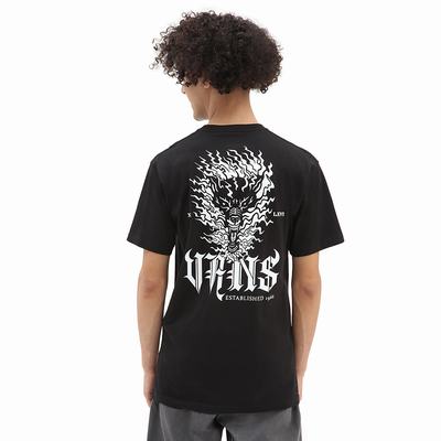 Men's Vans Raging Out T Shirts Black | USA73158