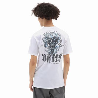 Men's Vans Raging Out T Shirts White | USA87312