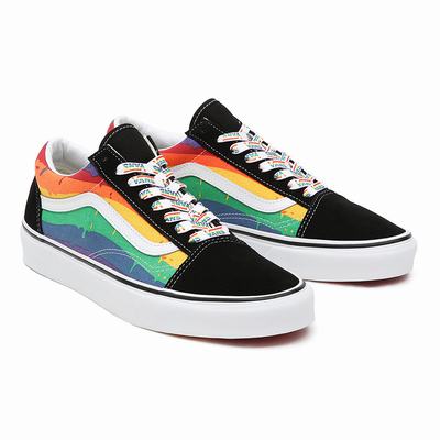 Men's Vans Rainbow Drip Old Skool Sneakers Black / Multicolor | USA07851