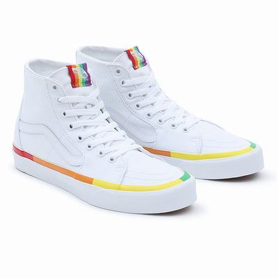 Men's Vans Rainbow Foxing Sk8-Hi Tapered Sneakers White | USA91723