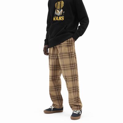 Men's Vans Range Plaid Baggy Tapered Pants Beige | USA14508