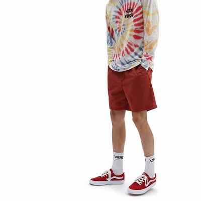 Men's Vans Range Salt Wash Relaxed Elastic Shorts Red | USA20671