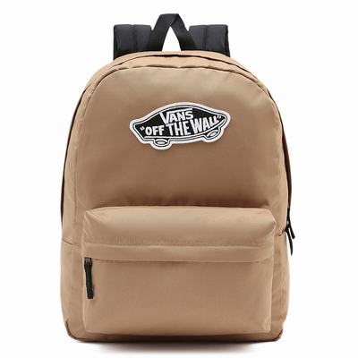 Men's Vans Realm Backpacks Brown | USA69407