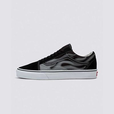 Men's Vans Reflective Flame Old Skool Sneakers Black | USA58734