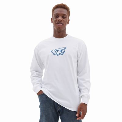 Men's Vans Retro Drop V Long Sleeve T Shirts White | USA68495