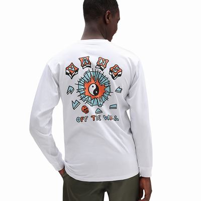 Men's Vans Shattered Balacne Long Sleeve T Shirts White | USA80732