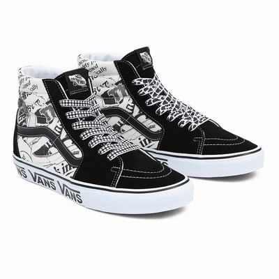 Men's Vans Sk8-Hi Sneakers Black / White | USA43970