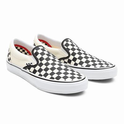 Men's Vans Skate Checkerboard Slip On Shoes White | USA92041