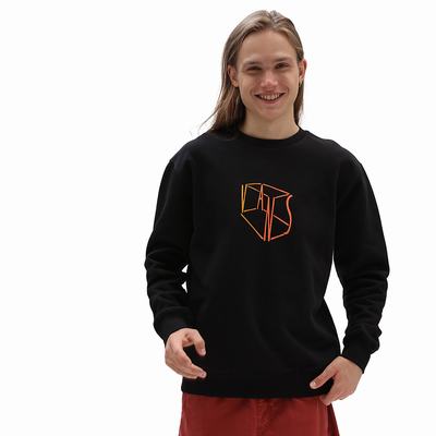 Men's Vans Skate Classic Crew Sweatshirts Black | USA98731