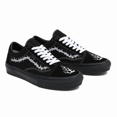 Men's Vans Skate Old Skool Sneakers Black | USA79164