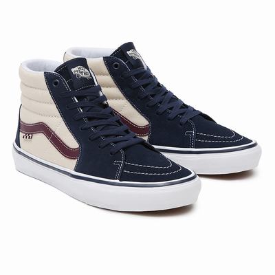 Men's Vans Skate Sk8-Hi Sneakers Beige / Navy | USA24706