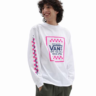 Men's Vans Sketchy Past Longe Sleeve T Shirts White | USA14293