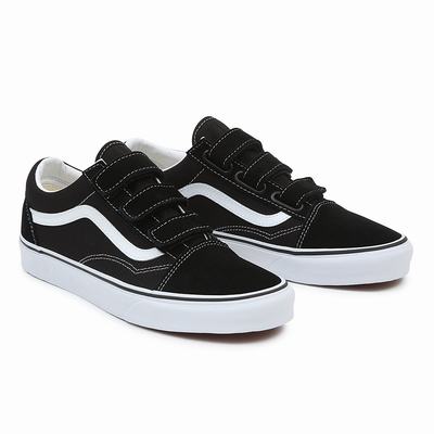 Men's Vans Suede Canvas Old Skool V Low Top Shoes Black / White | USA60139