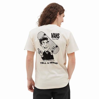 Men's Vans Tell A Friend T Shirts White | USA18493