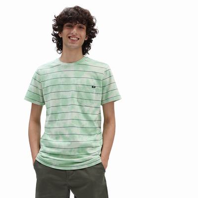 Men's Vans Tiedye Checkerstripe II T Shirts Green | USA73426