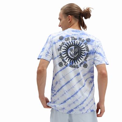 Men's Vans Trippy Thoughts Tie Dye T Shirts Blue / Grey | USA94706