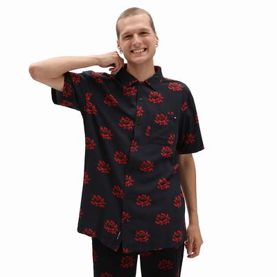 Men's Vans Valentines Woven Shirts Black | USA15024