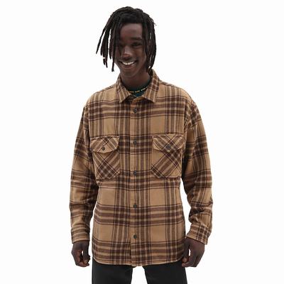 Men's Vans Vintage Oversized Woven Shirts Brown | USA34691