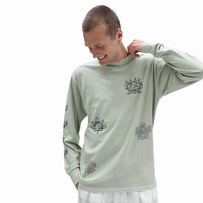 Men's Vans Vintage Peace Of Mind T Shirts Green | USA04697