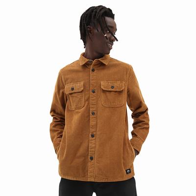 Men's Vans Waffle Corduroy Woven Shirts Brown | USA86549