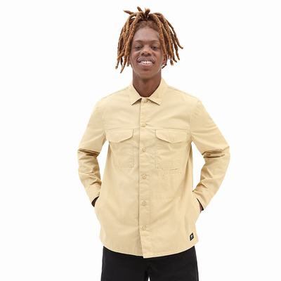 Men's Vans Williams Long Sleeve Shirts Beige | USA39864