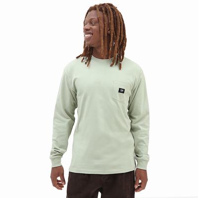 Men's Vans Woven Patch Pocket Long Sleeve T Shirts Green | USA15430