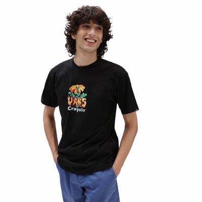 Men's Vans X Crayola Hot Flower T Shirts Black | USA75103